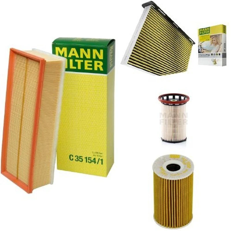 Mann-Filter Service Paket mit 1x Luftfilter C35154/1, 1x Freciousplus Innenraumfilter FP2939, 1x Kraftstofffilter PU 8008/1, 1x Ölfilter HU7008Z
