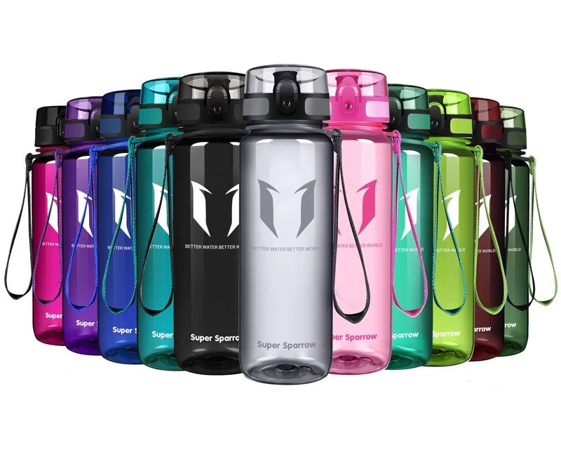 Super Sparrow Sports Water Bottle - 500ml - Non-Toxic BPA Free & Eco-Friendly Tritan Co-Polyester Plastic - For Running, Gym, Yoga, Outdoors and Camping
