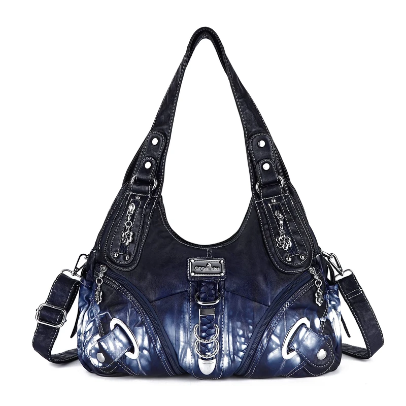 Angel Kiss Hobo Purses and handbags for Women Satchel Handbag Women Purses Large Daily Shoulder Bags, Deep Blue, 15(W) x 11.4(D) x4.3(H)-[inches]