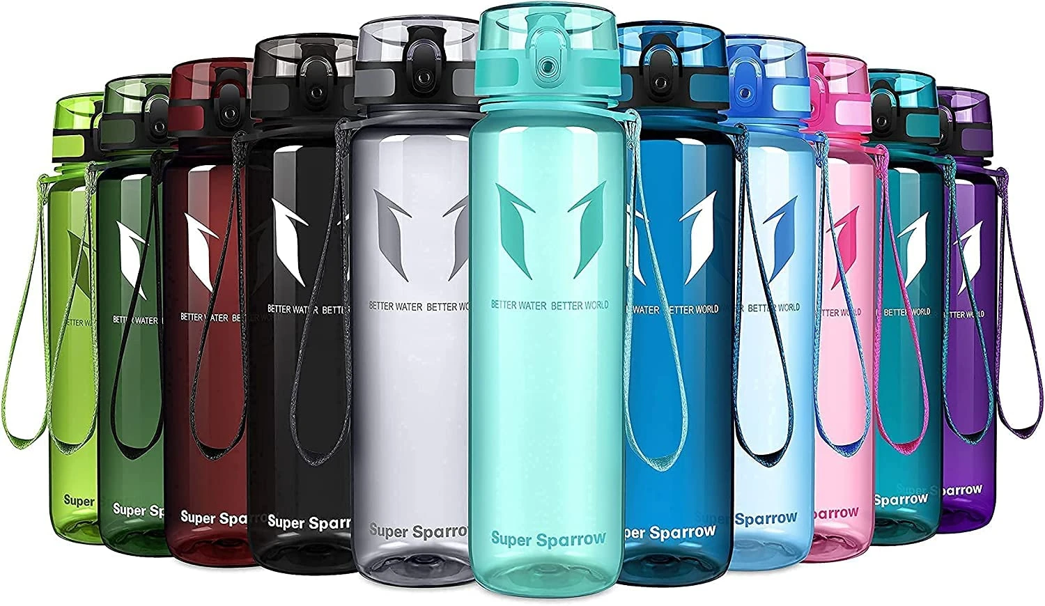 Super Sparrow Sports Water Bottle - 500ml - Non-Toxic BPA Free & Eco-Friendly Tritan Co-Polyester Plastic - For Running, Gym, Yoga, Outdoors and Camping