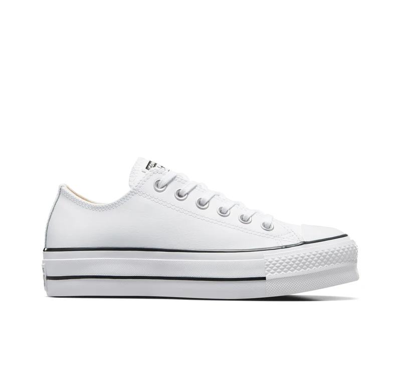 Converse Chuck Taylor All Star Lift Clean Ox Leather Trainers Women White - 2.5 - Low Top Trainers Shoes