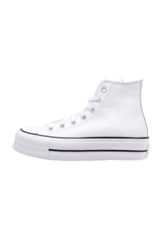Converse All Star Lift Hi Trainers White White Black Leather - 3.5 UK