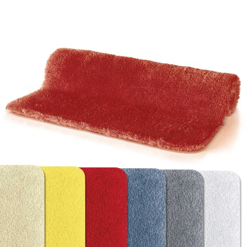 Spirella Fino Supersoft Bath Mat High Pile Washable Non-Slip Bath Mat 60 x 90 cm Red - Image 1