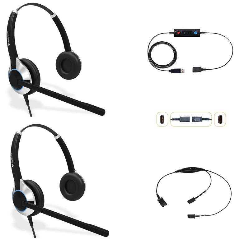 TruVoice Deluxe Usb Headset Training Solution (Includes 2 X Hd-550 Double Ear Noise Canceling Microphone Headsets, Usb Cable With Mute And Volume Controls And A Training Y Cable)