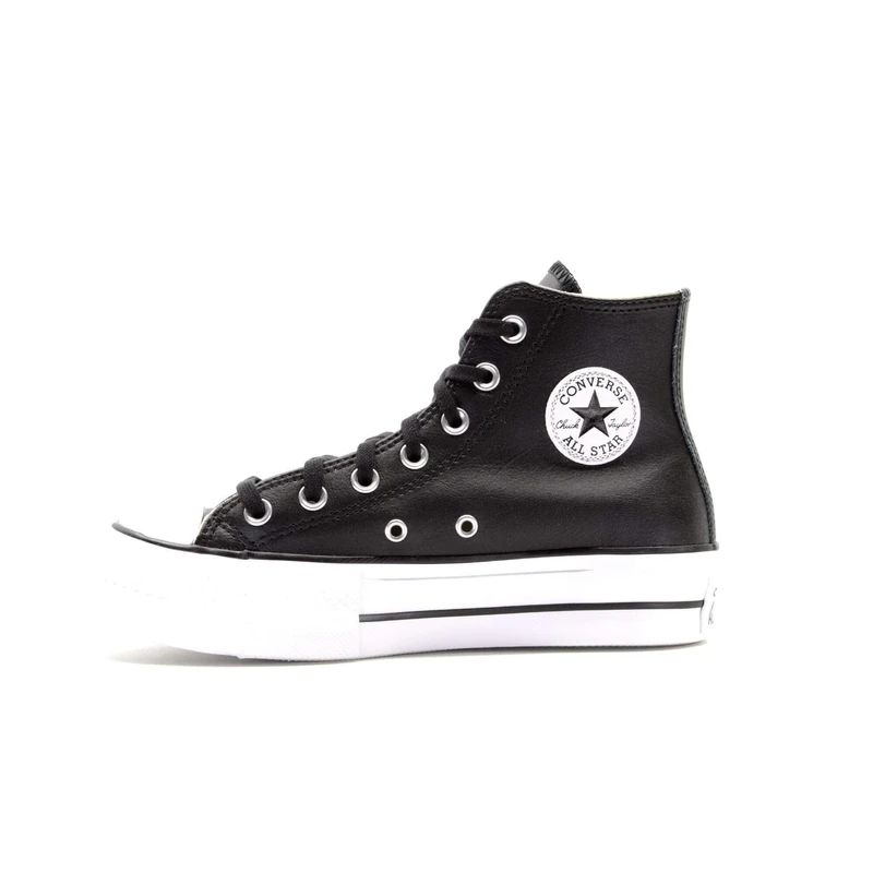 Converse All Star Lift Hi Platform Trainers Black White White Leather - 6.5 UK