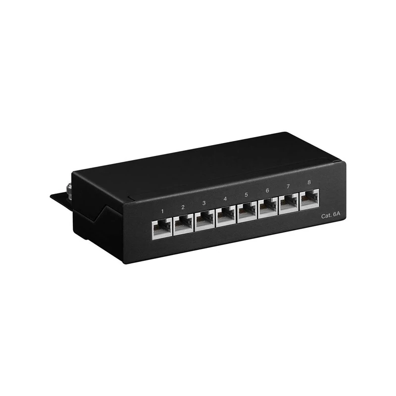 Goobay 62065 CAT 6a Patch Panel Mini/Office, 8 Ports, Black - Image 1