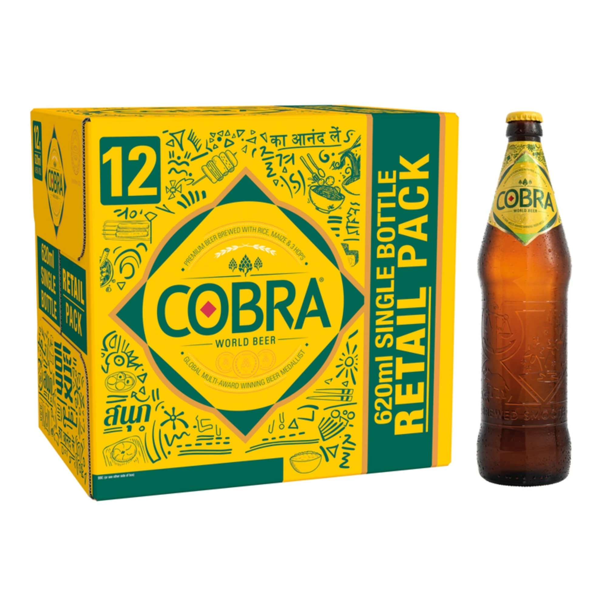 Cobra Premium Indian Lager Beer, 12x620ml