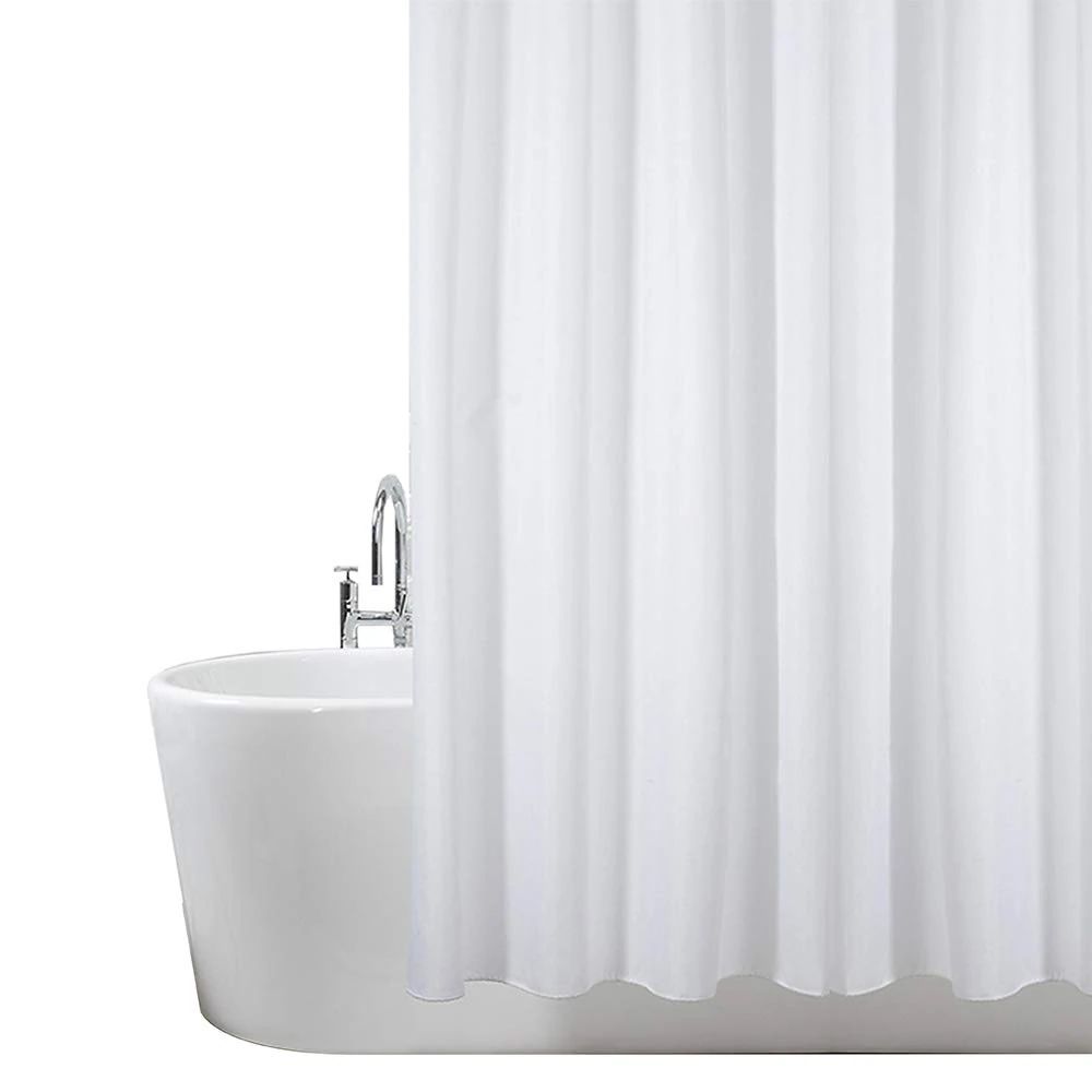 ANSIO Shower Curtain for Bathroom - Mould and Mildew Resistant - Solid White, 180 x 200 cm (71 x 78 Inch) | Water Repellent Fabric | 100% Polyester