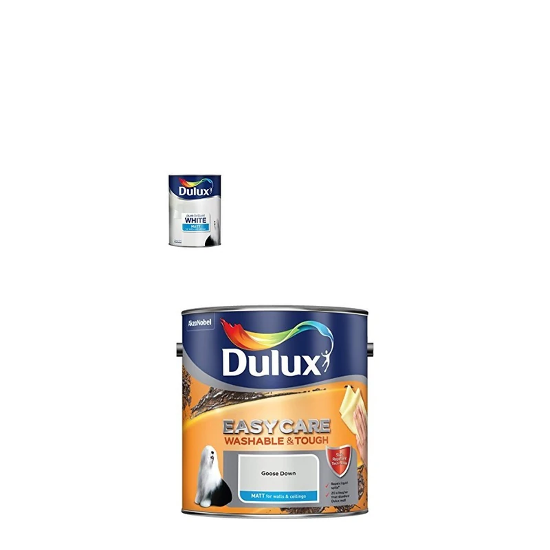 Dulux Matt Paint, 2.5 L (Pure Brilliant White) ) Easycare Washable and Tough Matt (Goose Down)
