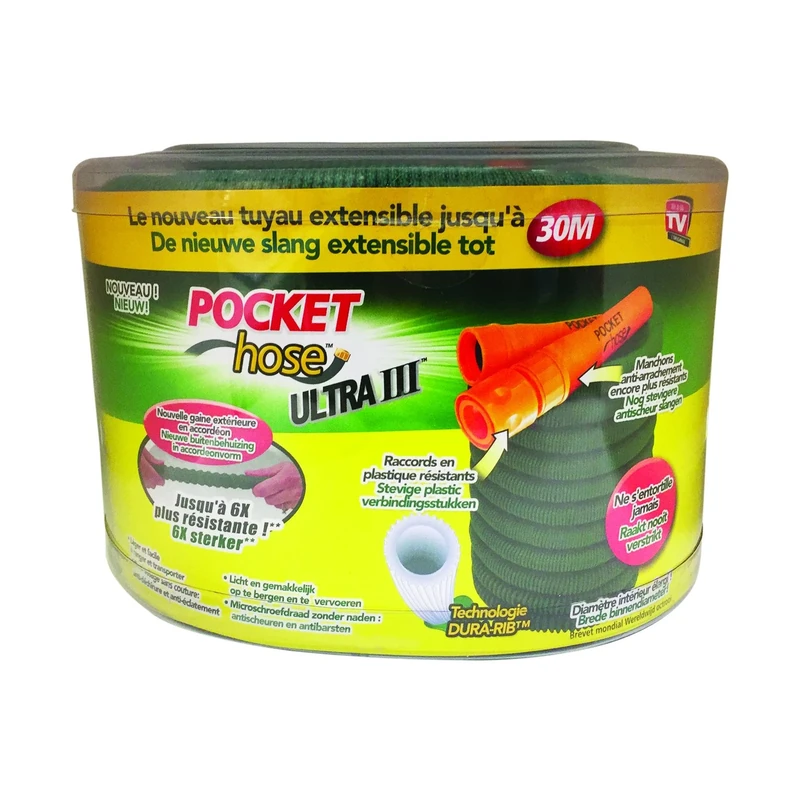 POCKET HOSE ULTRA 3 Retractable Garden Hose 30 m – As Seen on TV, Green