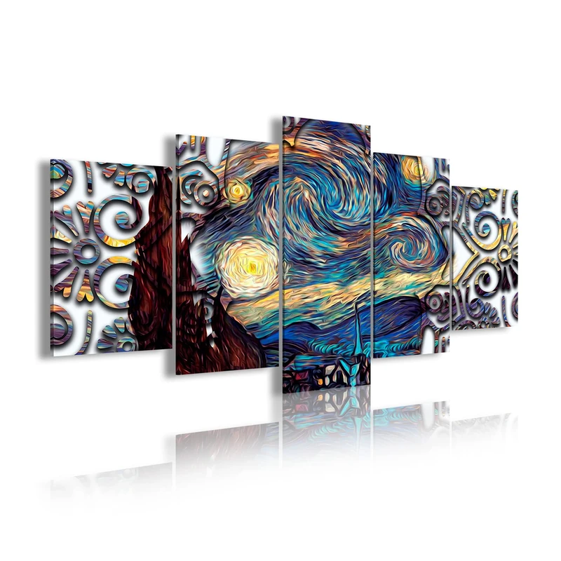 DEKOARTE 0435 Framework Modern Drawing Style The Starry Night V.G, Fabric, Multicoloured, 3 X 200 X 100 cm