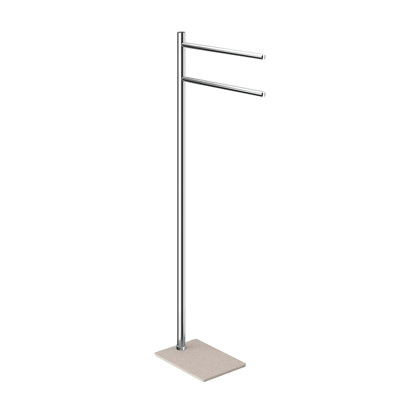 Gedy Trilly Standing Towel Rail, Stainless Steel, Chrome and Beige, 14 x 34 x 83.3 cm