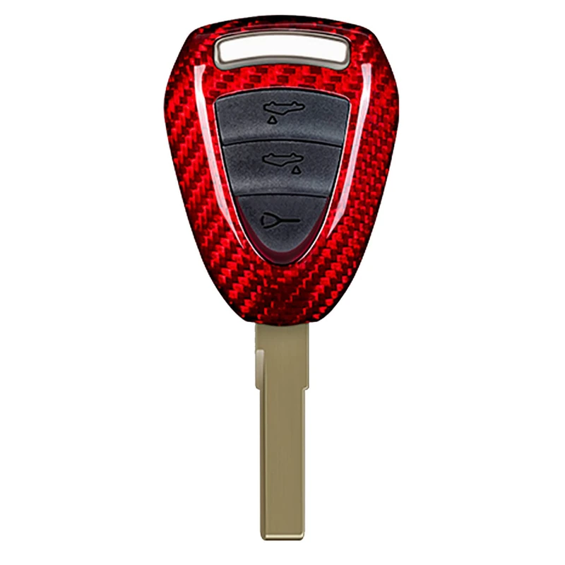 M.JVisun Genuine Carbon Fiber Key Fob Cover for Porsche 911 987 997 Facelift Boxster Carrera GT Cayman Car Remote Key Fob Case for Men Women - Red