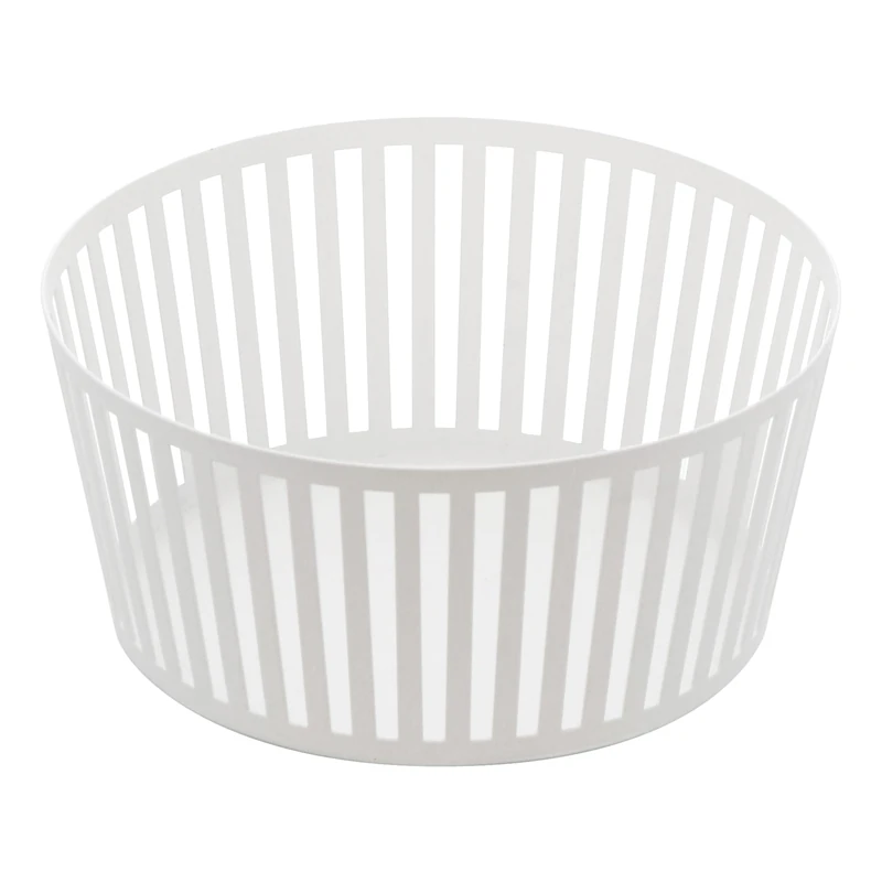 Yamazaki 3813 Tower Fruit Basket Wide, White, Steel, Minimalist, 25 x 25 x 5.5 cm