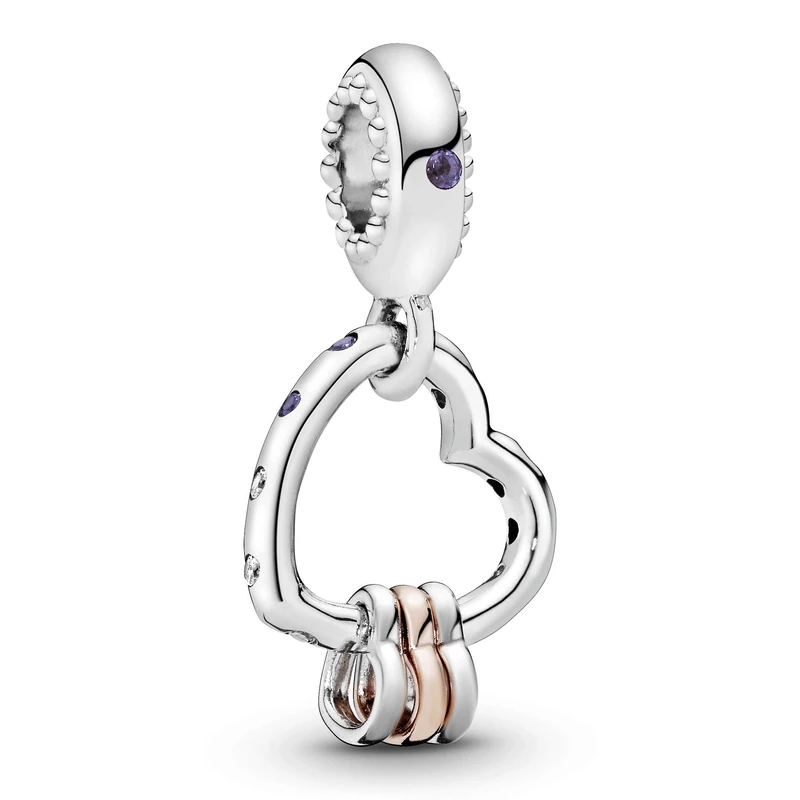 PANDORA 14k Rose Gold-Plated Heart Full of Hearts Dangle Charm, No Box