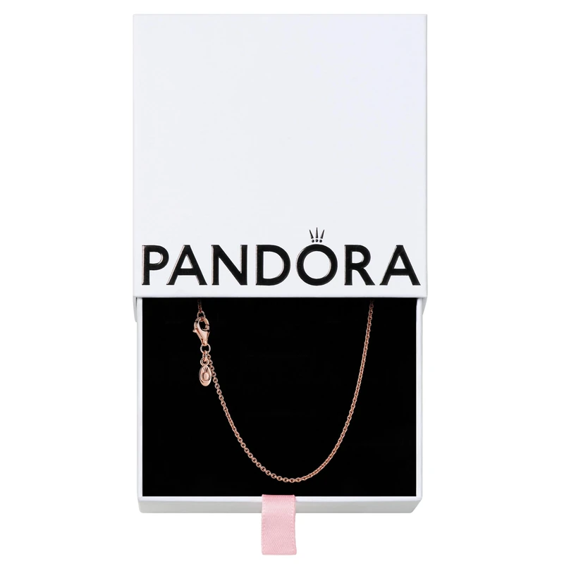 PANDORA Moments Women's 14k Rose Gold-Plated Classic Cable Chain Necklace, 90cm, No Box - Image 1