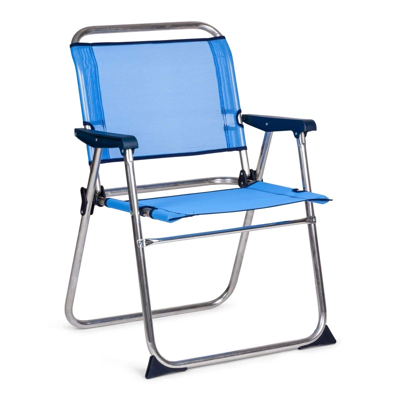 Solenny Folding Beach Chair Low Backrest 58 x 54 x 81 cm Blue