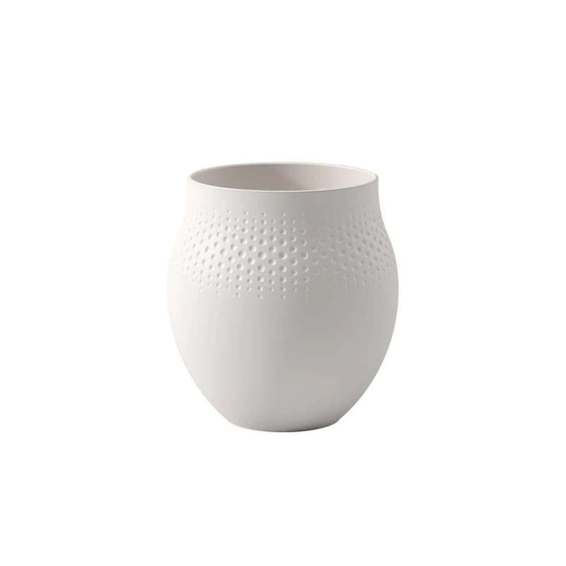 Villeroy & Boch Collier Blanc Vase Perle No. 1, 16.5x16.5x17.5 cm, Premium Porcelain, White