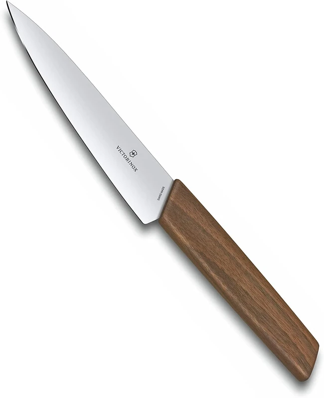 Victorinox Swiss Modern, Paring Knife, Extra Sharp Blade, Straight Edge, 15 cm, Noble Wooden Handle, Stainless Steel, Brown