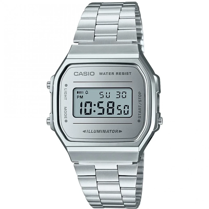 Casio Unisex Adult Quartz Watch, digital Display and Stainless Steel Strap A168WEM-7EF