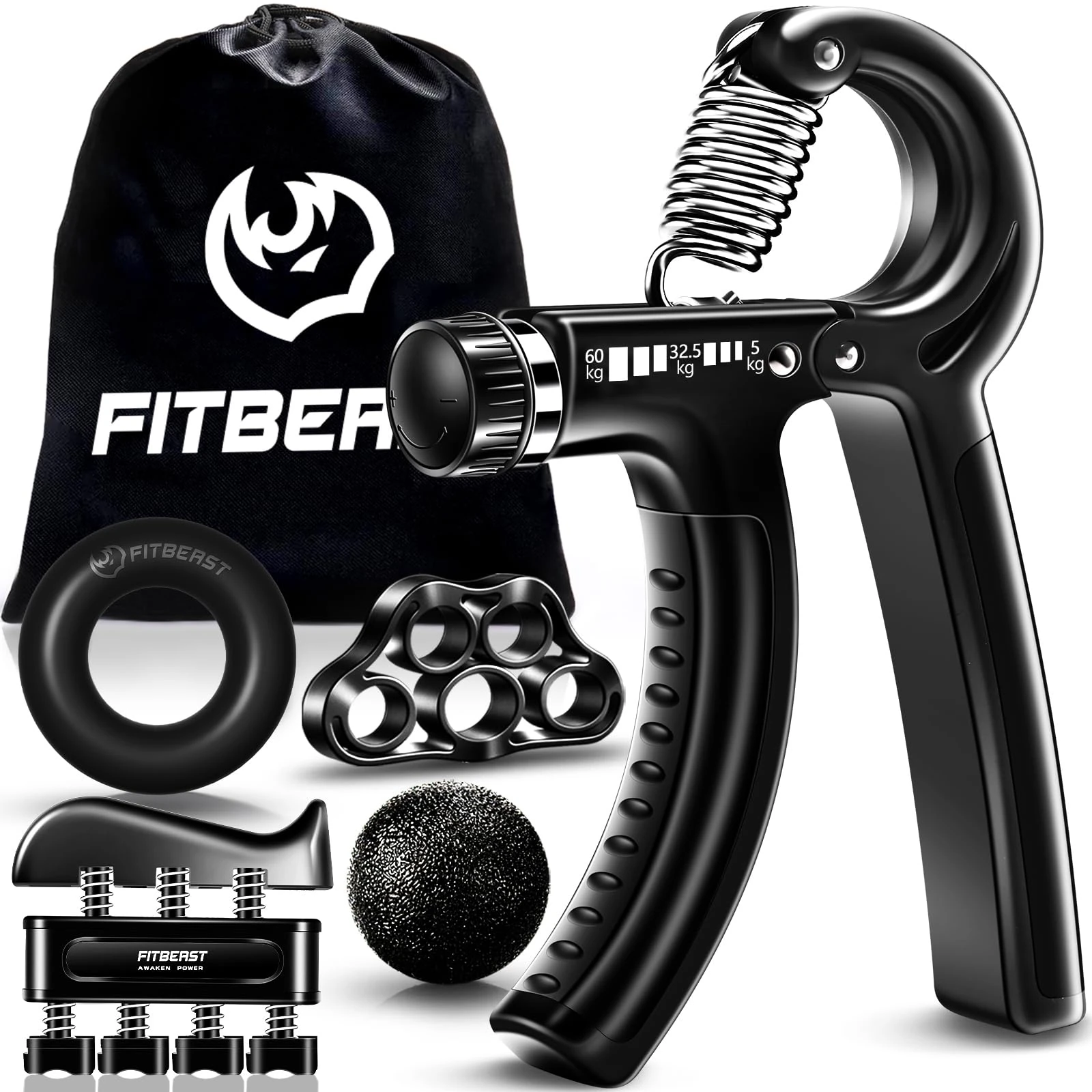 FitBeast Grip Strengthener Forearm Strengthener Hand Grips Strengthener Kit - 5 Pack Adjustable Resistance