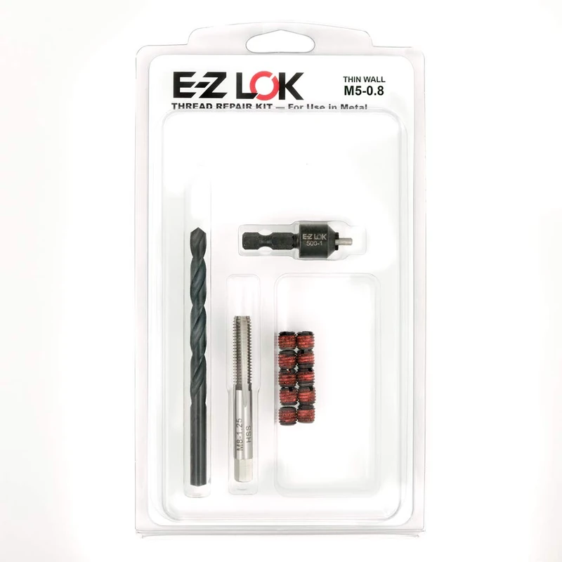 E-Z LOK EZ-310-M5 Threaded Inserts for Metal, M5-0.8 Installation Kit, Steel, Black Oxide