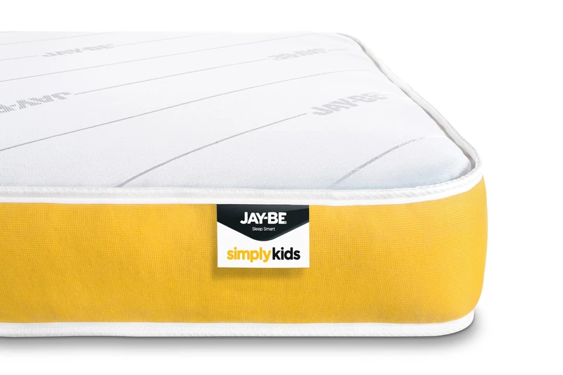 JAY-BE Simply Kids Anti-Allergy Pocket Sprung Mattress, 3ft, Steel Spring with Hypoallergenic Airflow Fibre, White/Yellow, Single (90 x 190 x18cm)