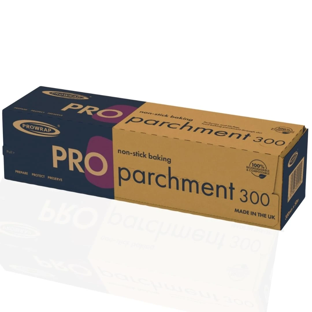PROWRAP | Silicone-Coated Baking Parchment Roll | 300mm x 50m | Non-Stick, Greaseproof & Freezer Safe Baking Paper | Compostable & Biodegradable | for Home Baking, Cooking & Catering Kitchens