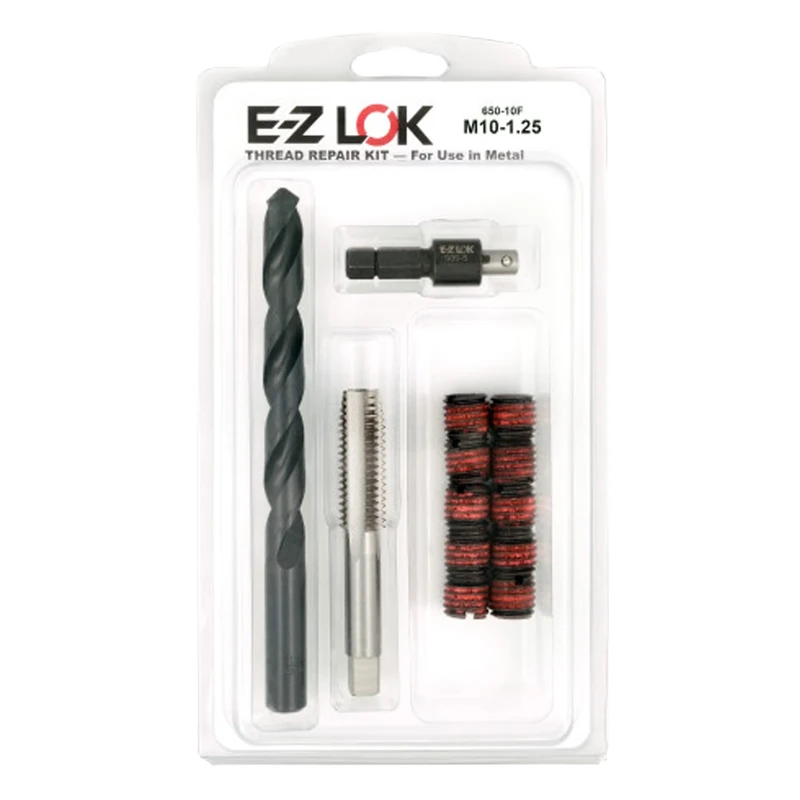 E-Z LOK EZ-650-10F Thread Repair Kit for Metal Carbon Steel Threaded Inserts M10-1.25 and Installation Tools