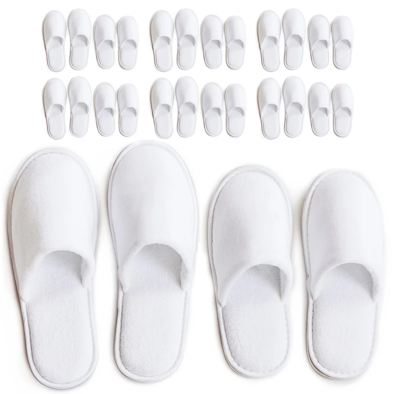Modlux Spa Slippers - 12 Pairs of Cotton Velvet Closed Toe Slippers- Thick, Soft, Non-Slip, Disposable Slippers - Fits Most Men and Women - Perfect for Home, Hotel, or Commercial Use