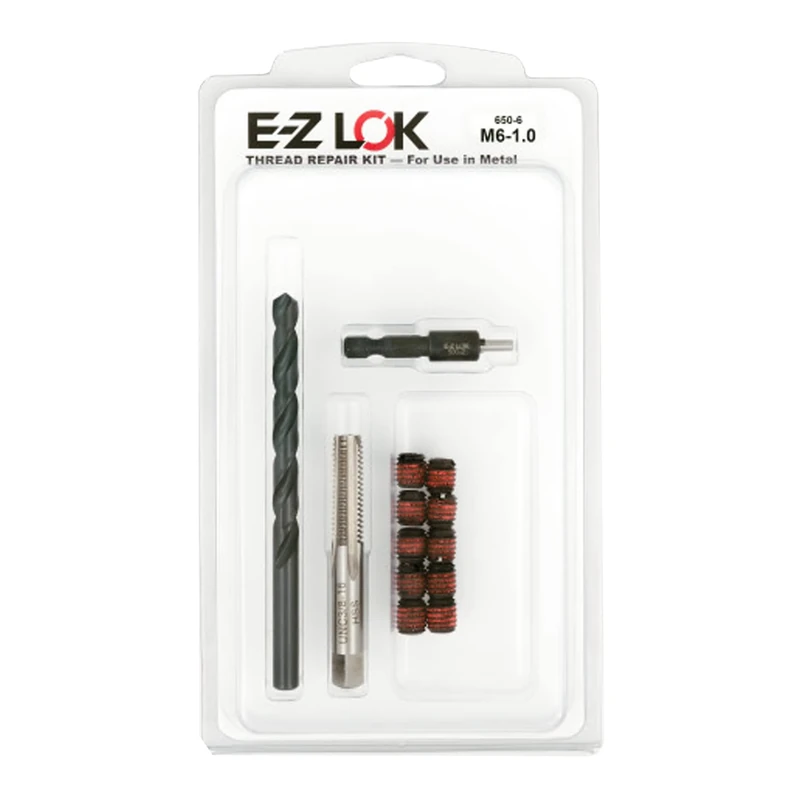 E-Z LOK EZ-650-6 Threaded Inserts for Metal, M6-1.0 Installation Kit, Steel, Black Oxide