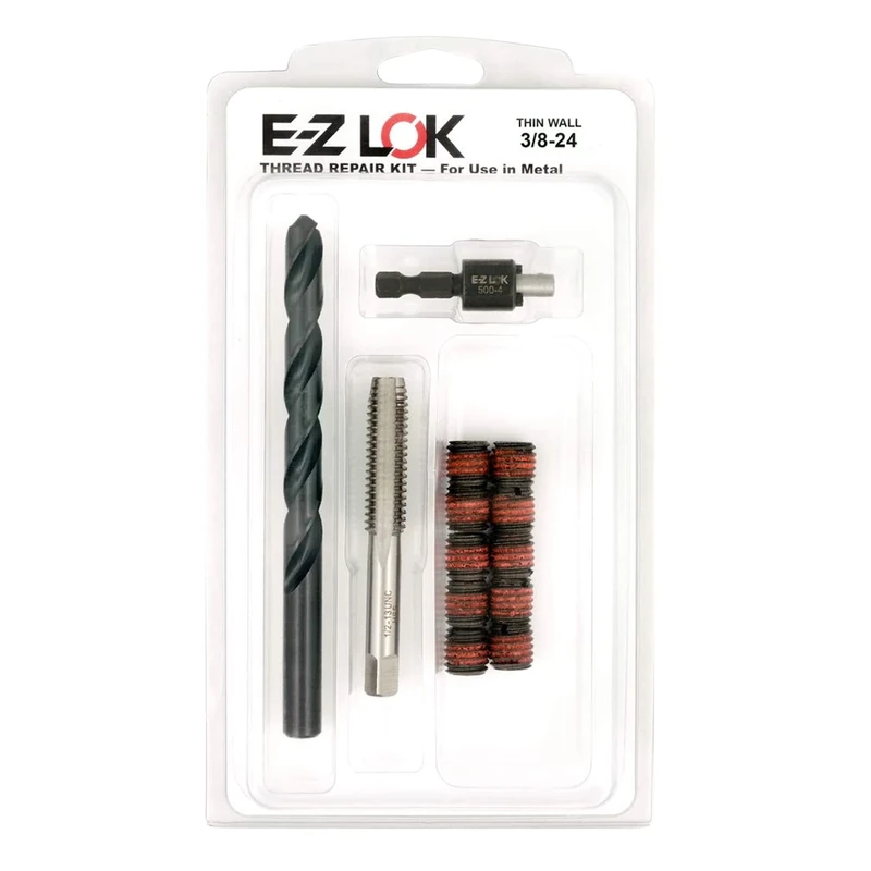 E-Z LOK EZ-310-624 Threaded Inserts for Metal, 3/8-24 Installation Kit, Steel, Black Oxide