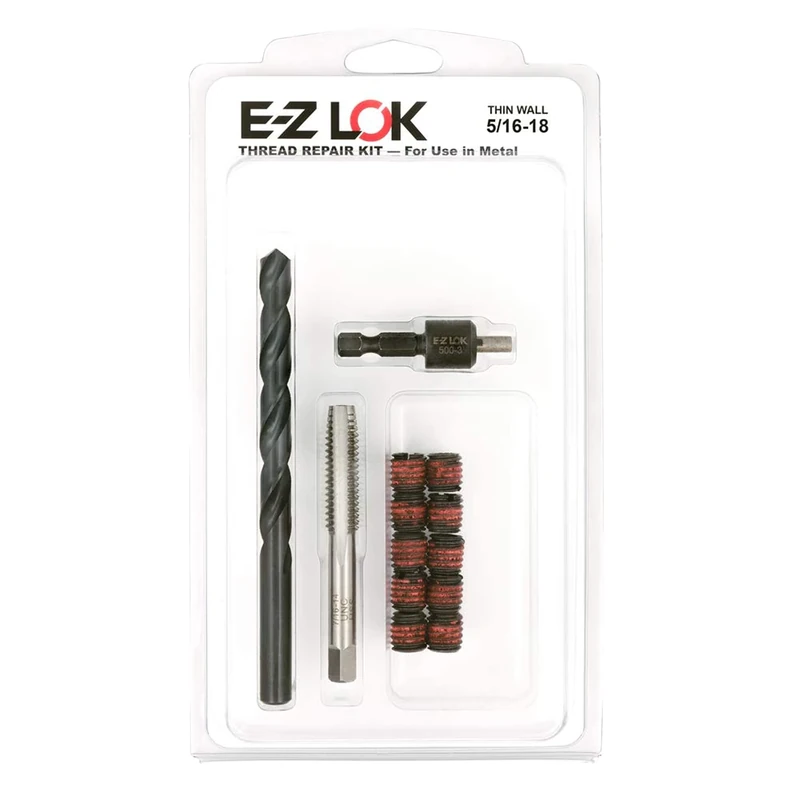 E-Z LOK EZ-310-5 Threaded Inserts for Metal; 5/16-18 Installation Kit, Steel, Black Oxide