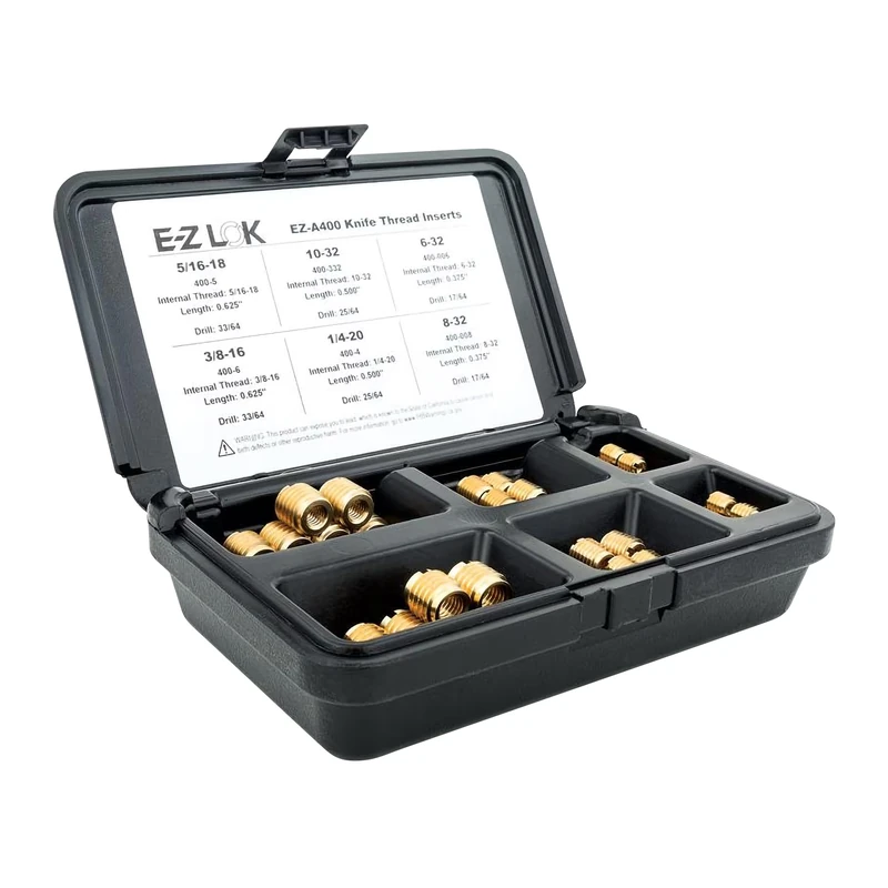 E-Z LOK EZ-A400 Threaded Inserts for Wood; Assortment Kit; Brass, Plain