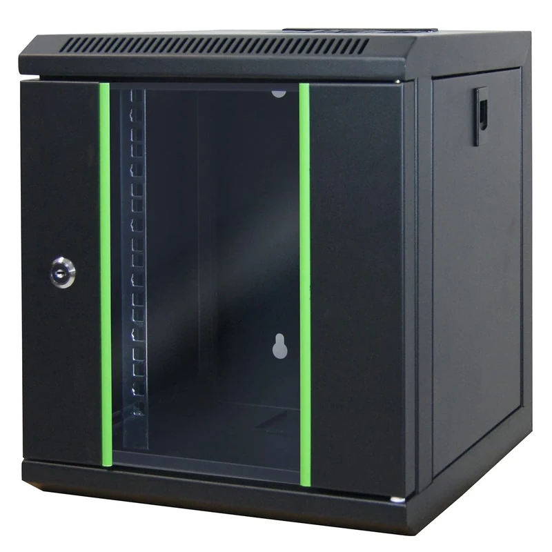 WAYTEX 37483 10 Inch 6U Brewing Bay Server Mini Network Case with Glass Door with Black Lock Supplied Assembled