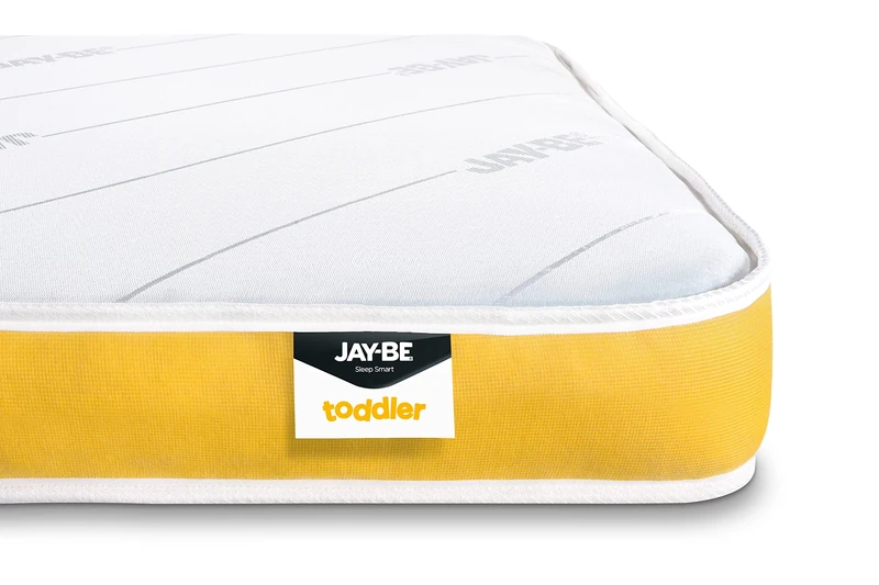 JAY-BE Toddler Anti-Allergy Pocket Sprung Mattress, Steel Spring with Hypoallergenic Airflow Fibre, Single for Ages 2+, White/Yellow (140 x 70 x 10 cm)