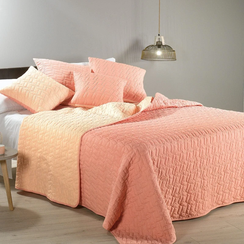 Caleffi - Pagoda Quilted Bedspread - 100% Polyester Plain - Single - Peach