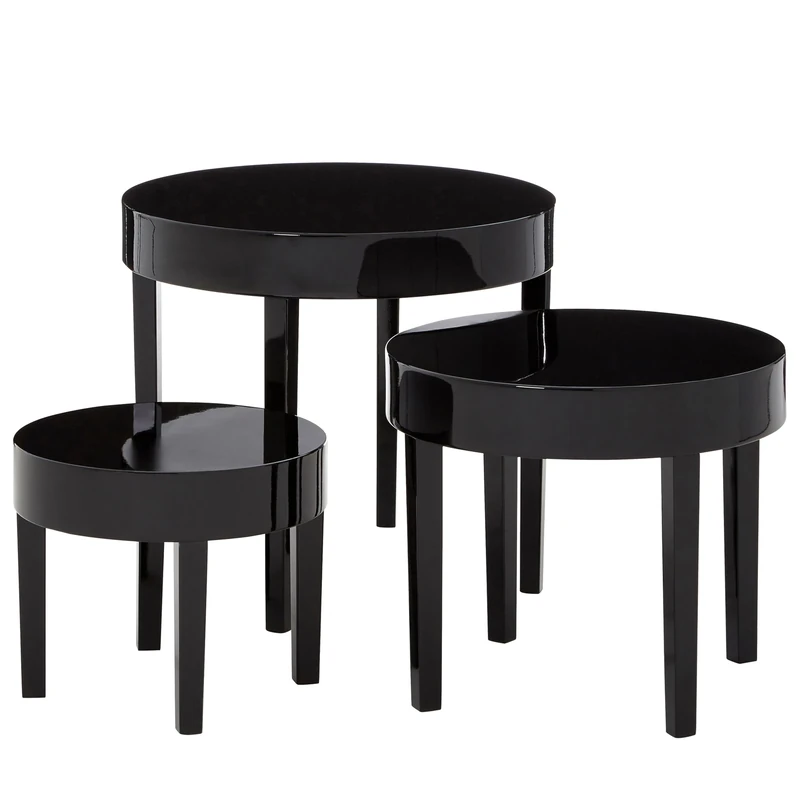 Premier by Prime Furnishing Moritz Nesting Tables Sleek Black High Gloss Finish