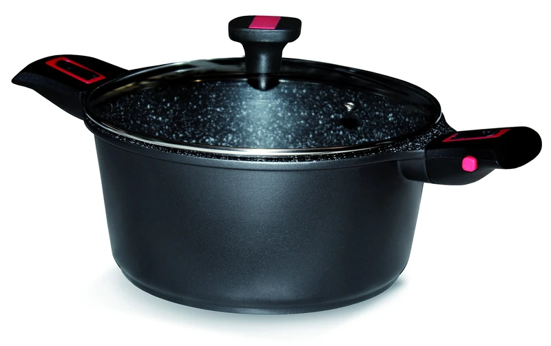 Baumalu 383606 Granite Pro Saucepan with Lid, Cast Aluminium, 28 cm, Black