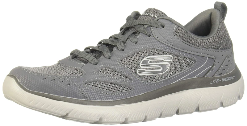 Skechers Men's Summits South Rim Trainers, Charcoal Leather/Mesh/Trim, 8 UK