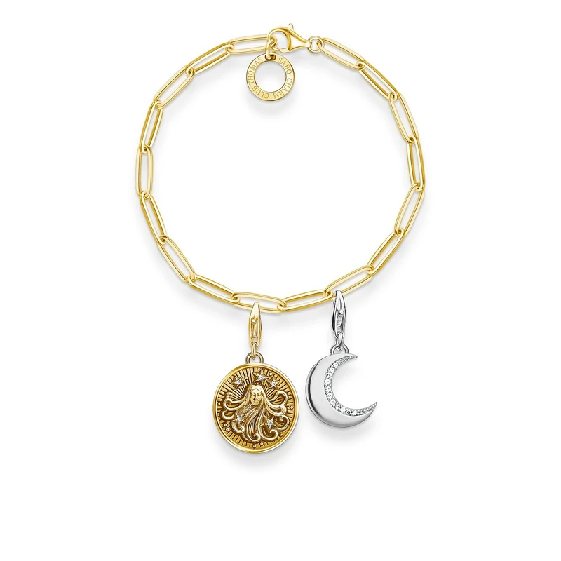 Thomas Sabo Women 925 Sterling Silver Multicolour Hand Chain Bracelet Set0497-414-14-L18,5 - Image 1