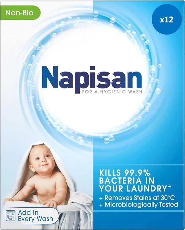 Napisan Non Bio Stain Remover Powder, 800g, Pack of 12, Kills 99.9% Bacteria in Your Laundry for a More Hygienic Wash, Disinfectant & Stain Remover Even at 30°C, 312 Washes
