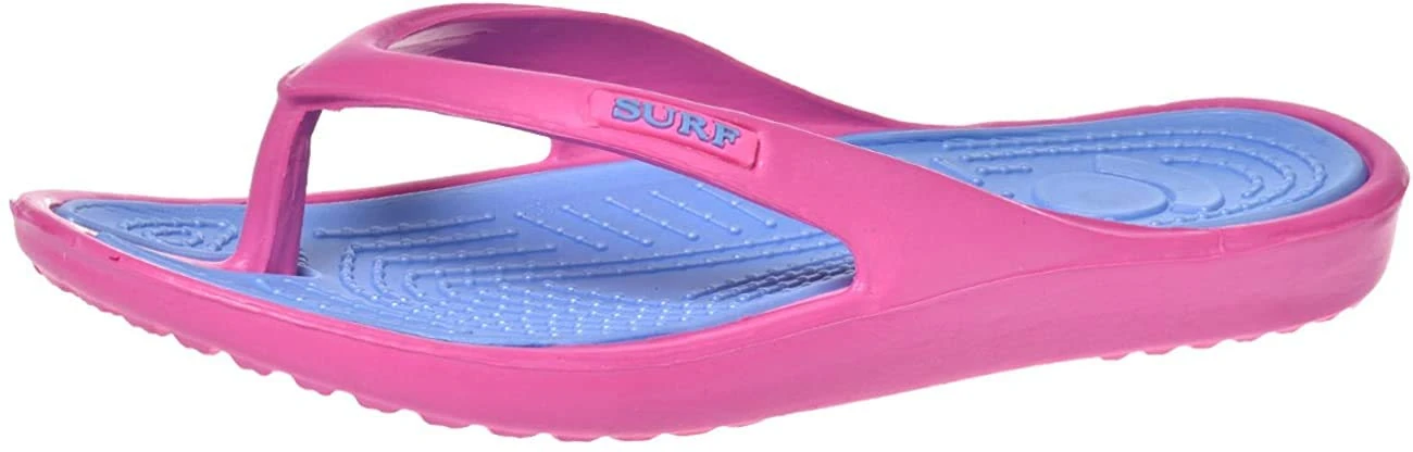 Ladies Surf Toe Post Flip Flop Fuschia Blue UK6