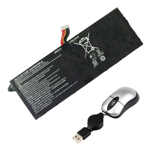 amsahr 3.7 V 24 W 6700 mAh Replacement Battery with Mini Optical Mouse for Acer AP11C8F/AP11C3F 1ICP6/67/88-2/1ICP5/67
