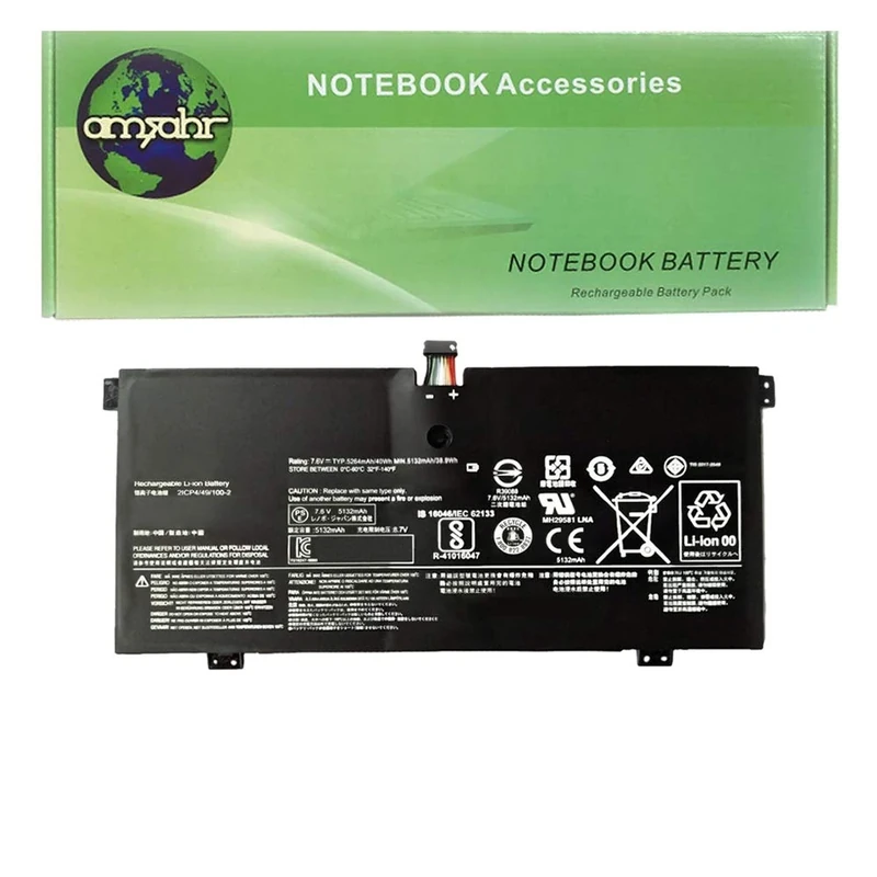amsahr 7.6 V 40 W 5264 mAh Replacement Battery with Stereo Earphone for Lenovo L15L4PC1/Yoga 710/5B10K90767