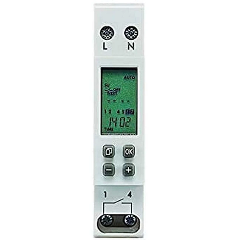 Legrand, MicroRex D11 Basic 003710 Timer Switch Digital with 7 Day Programmes Direct on the Device (Series Installation Timer for Top Hat Rail, 1 Module)