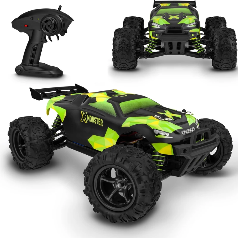 Overmax X-Monster Remote control car RC with 2 Batteries Monster Truck Speed up to 45km/h Range up to 100 meters Full 4x4 Traction 40 Minutes of fun without charging USB Cabel LED Lights Solid body
