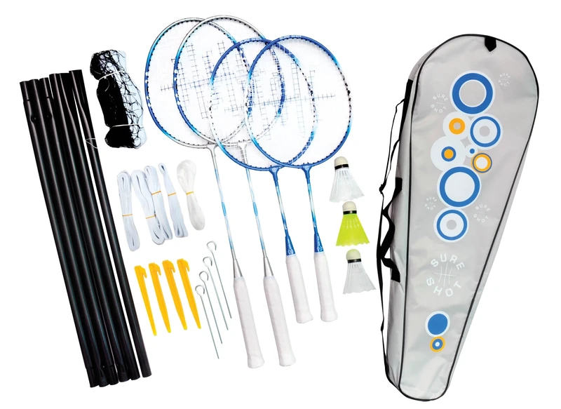 Sure Shot Athens Badminton Racket Set | Includes Rackets, Shuttlecocks & Carry Case (4 Player Family Set)