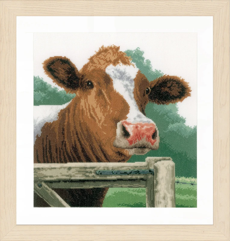 Lanarte Counted Cross Stitch Kit: Wondering Cow (Evenweave), Cotton, NA, 35 x 35cm