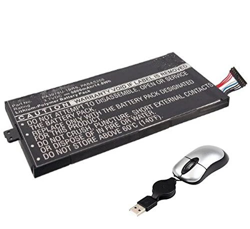 amsahr 3.7 V 4.8 W 5000 mAh Replacement Battery with Mini Optical Mouse for Toshiba PA3978U1BRS/Regza AT1S0